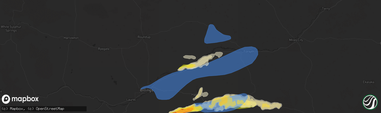 Hail map in Custer, MT on July 5, 2025
