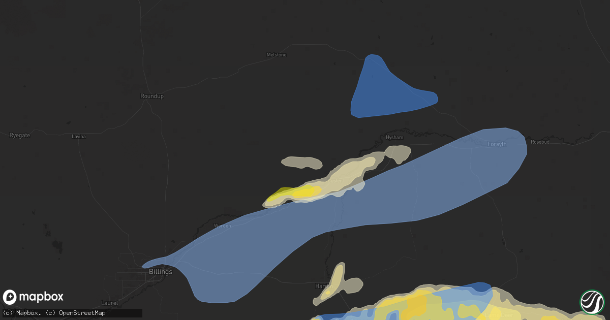 Hail map in Custer, MT on July 5, 2025