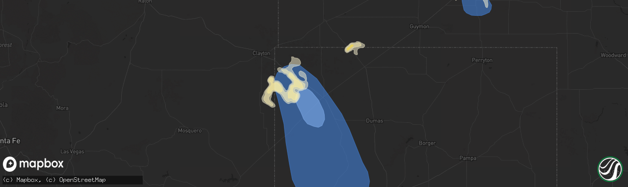 Hail map in Dalhart, TX on July 5, 2025