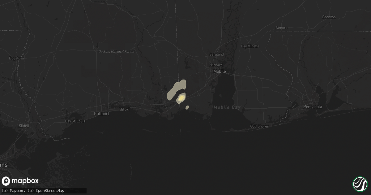 Hail map in Grand Bay, AL on July 5, 2025
