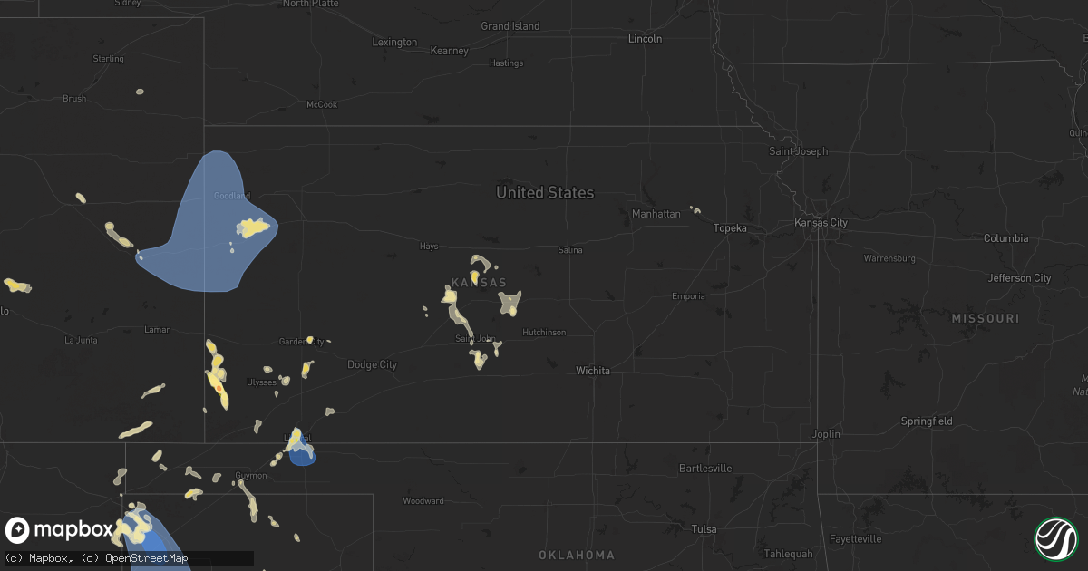 Hail map in Kansas on July 5, 2025