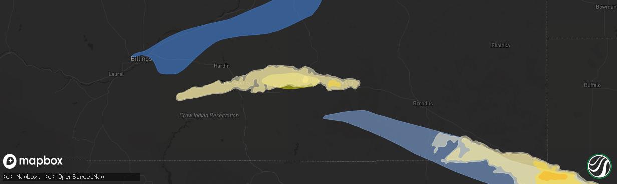 Hail map in Lame Deer, MT on July 5, 2025