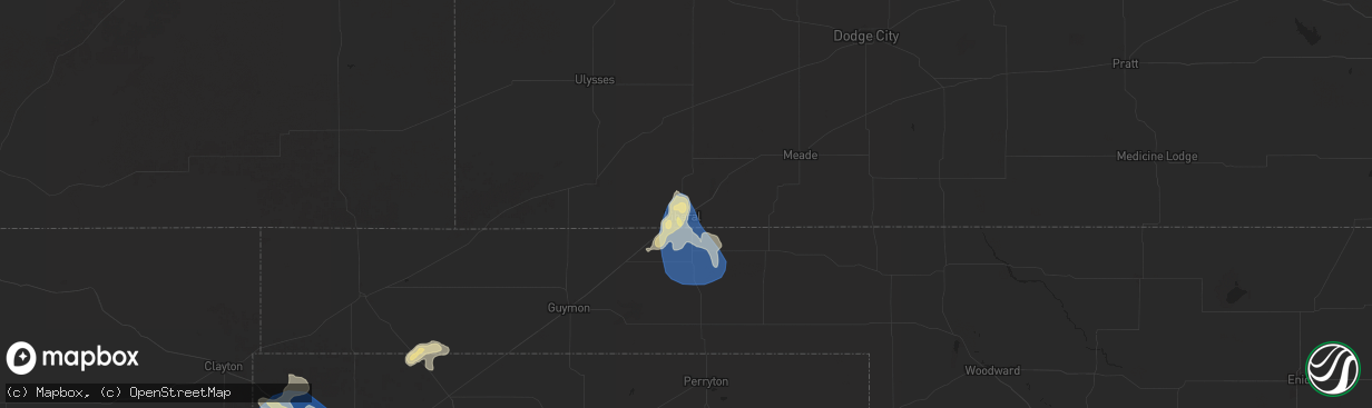 Hail map in Liberal, KS on July 5, 2025