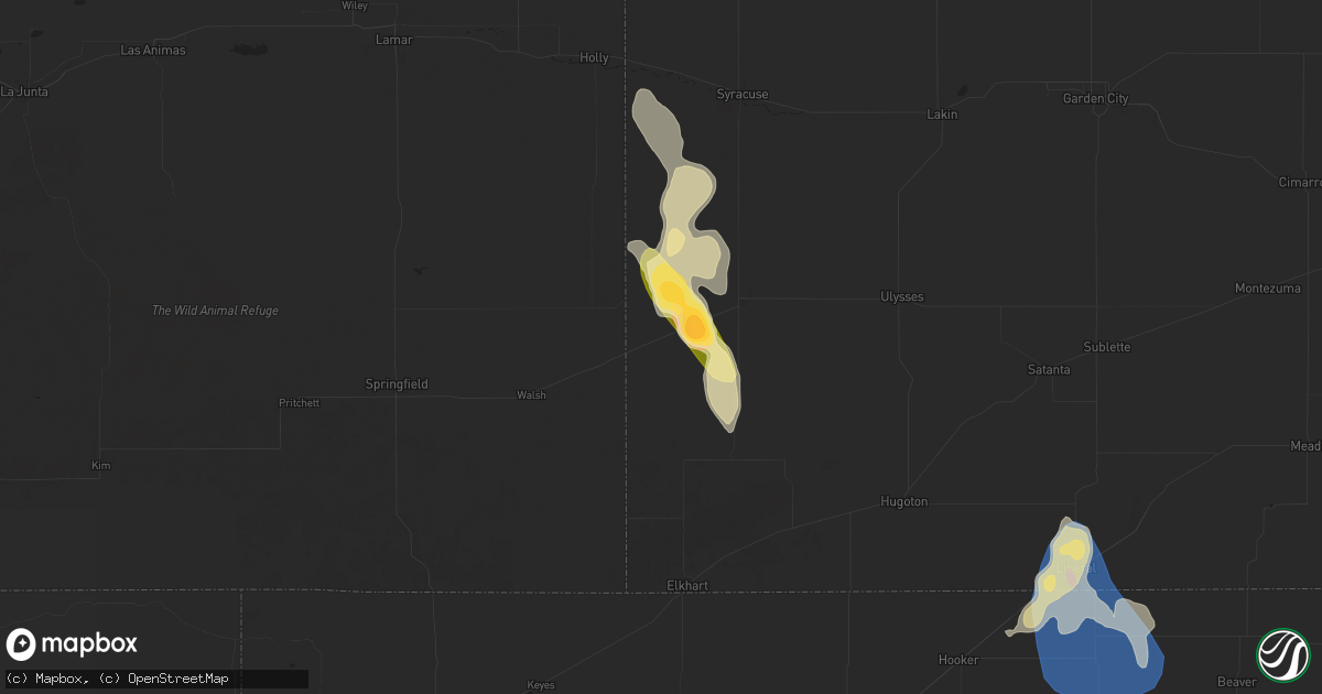 Hail map in Manter, KS on July 5, 2025