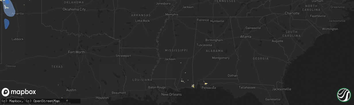 Hail map in Mississippi on July 5, 2025