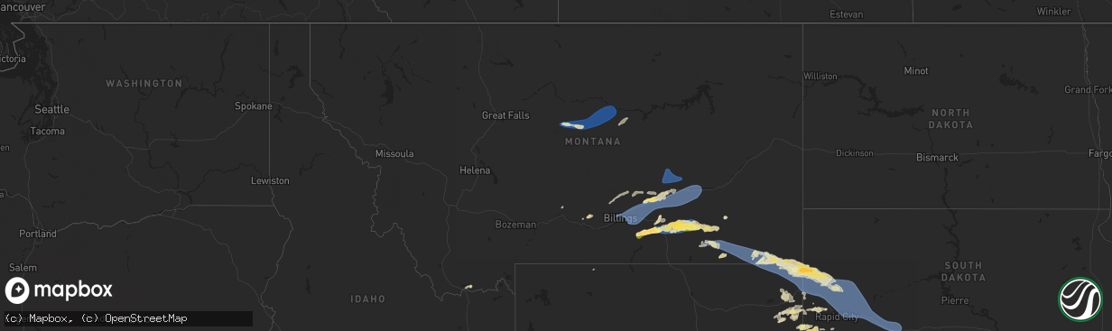 Hail map in Montana on July 5, 2025