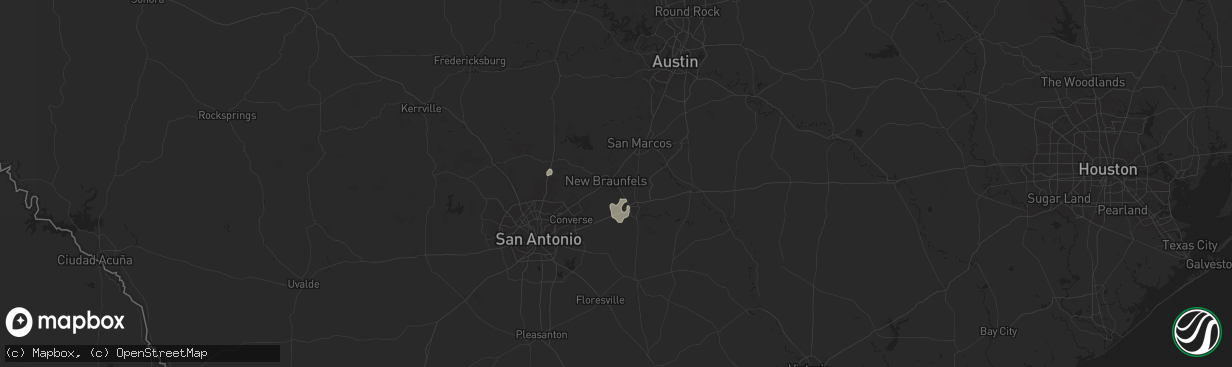 Hail map in New Braunfels, TX on July 5, 2025