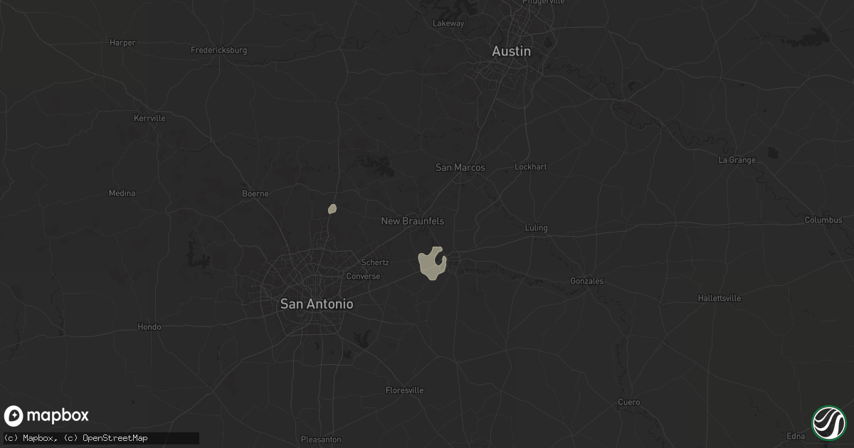 Hail map in New Braunfels, TX on July 5, 2025