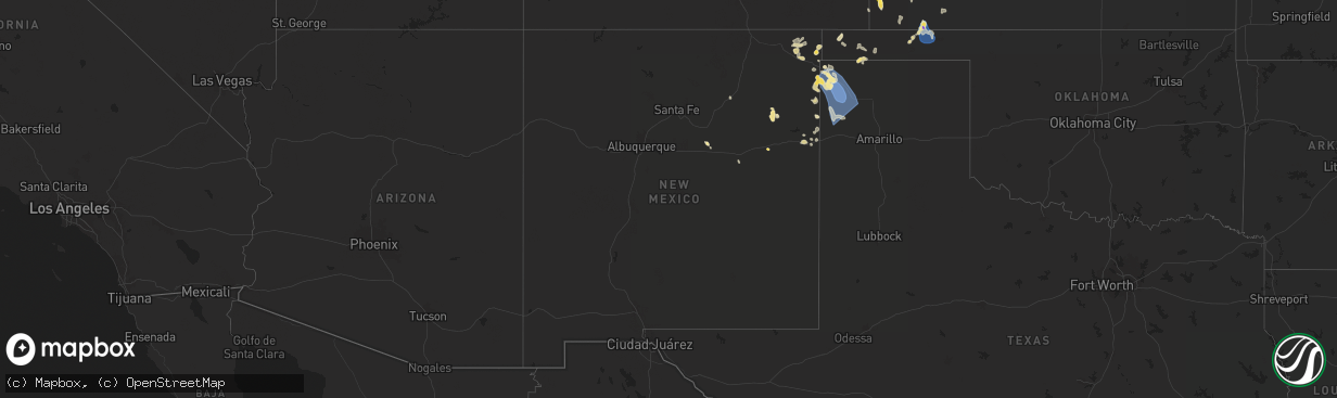Hail map in New Mexico on July 5, 2025