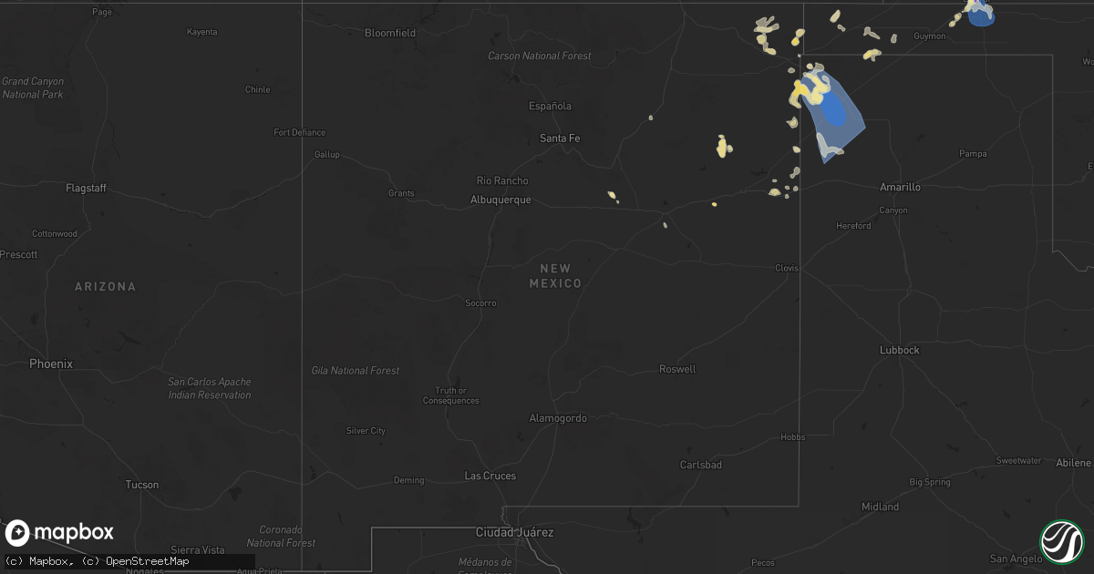 Hail map in New Mexico on July 5, 2025