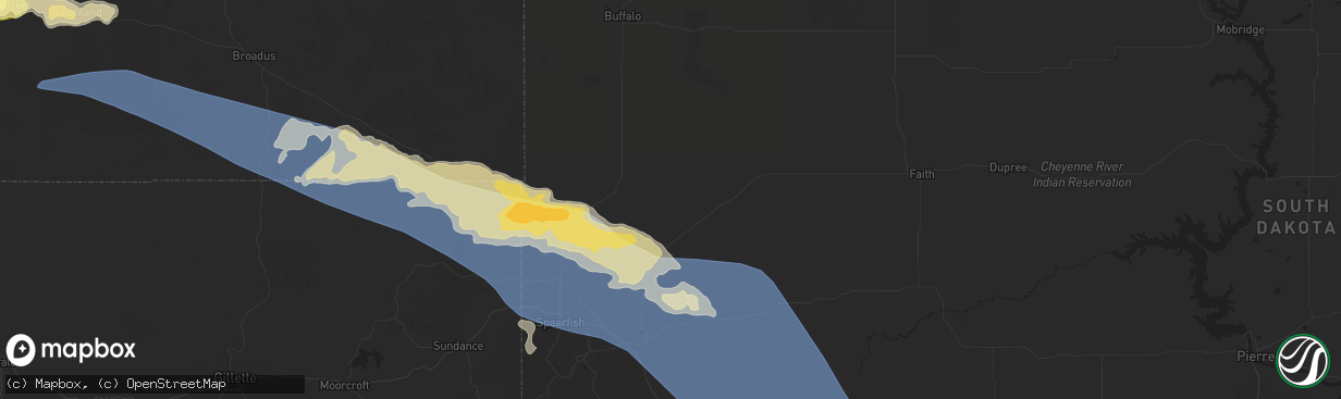 Hail map in Newell, SD on July 5, 2025