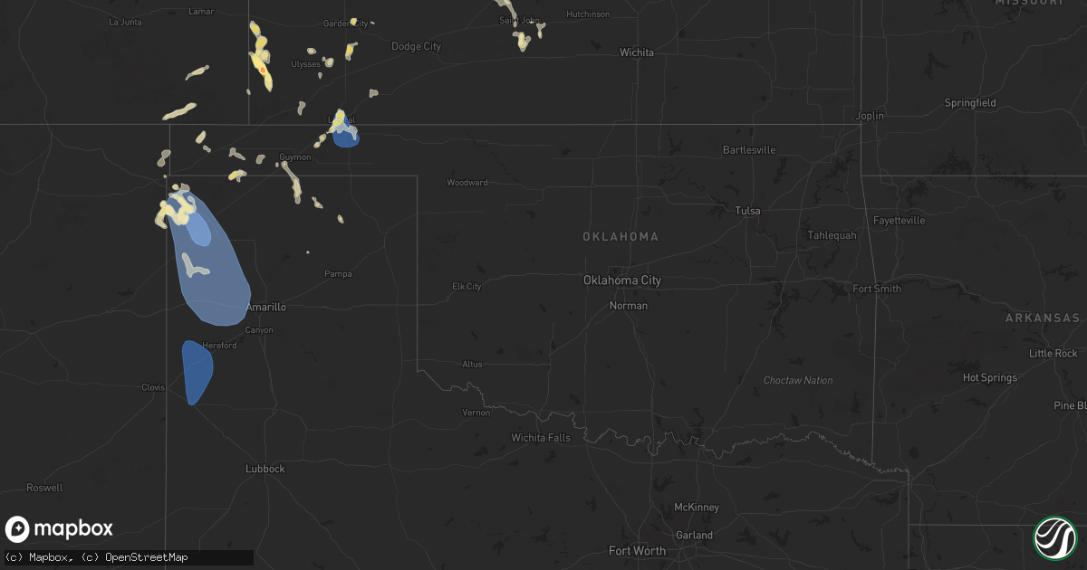 Hail map in Oklahoma on July 5, 2025