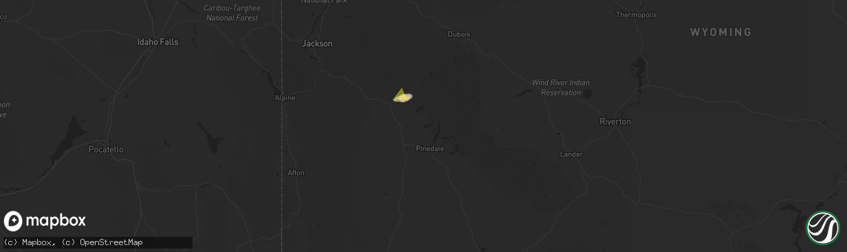 Hail map in Pinedale, WY on July 5, 2025