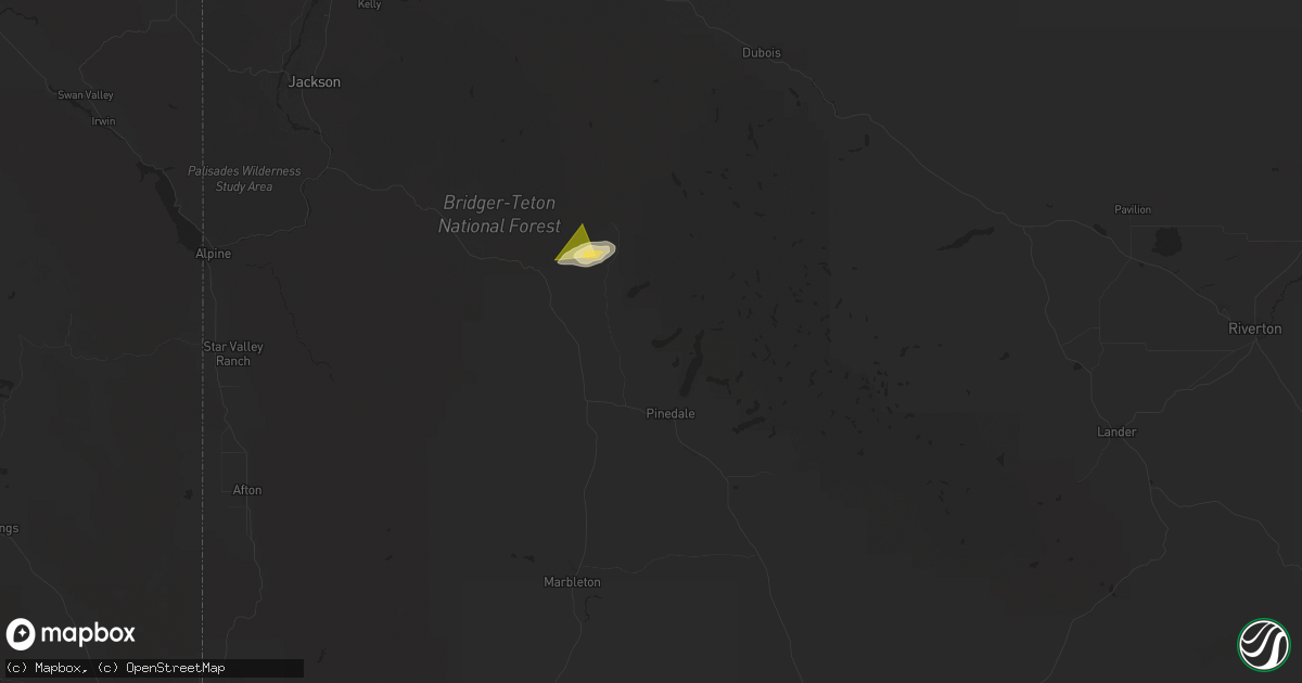 Hail map in Pinedale, WY on July 5, 2025