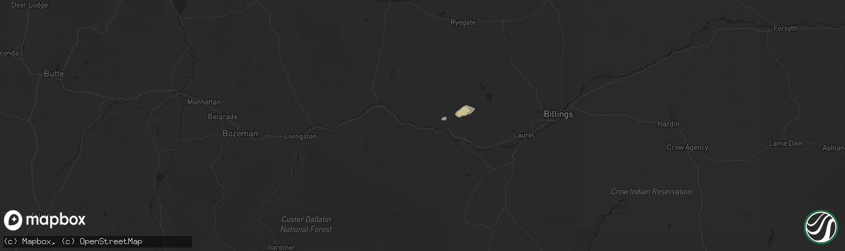 Hail map in Reed Point, MT on July 5, 2025