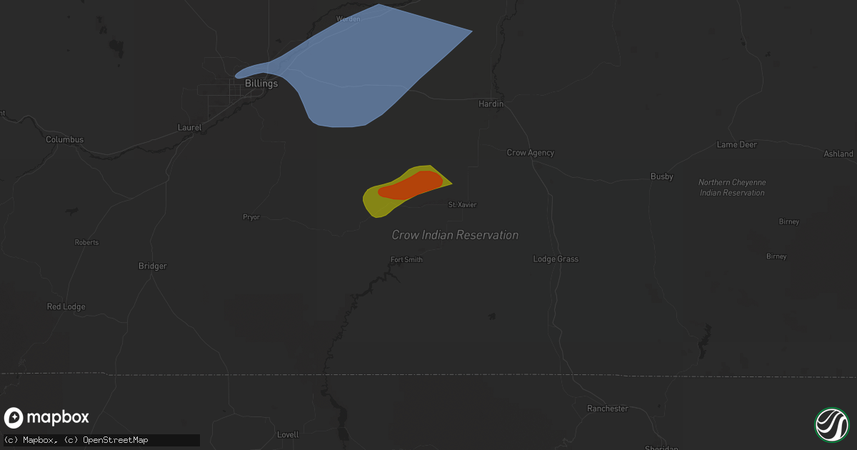 Hail map in Saint Xavier, MT on July 5, 2025