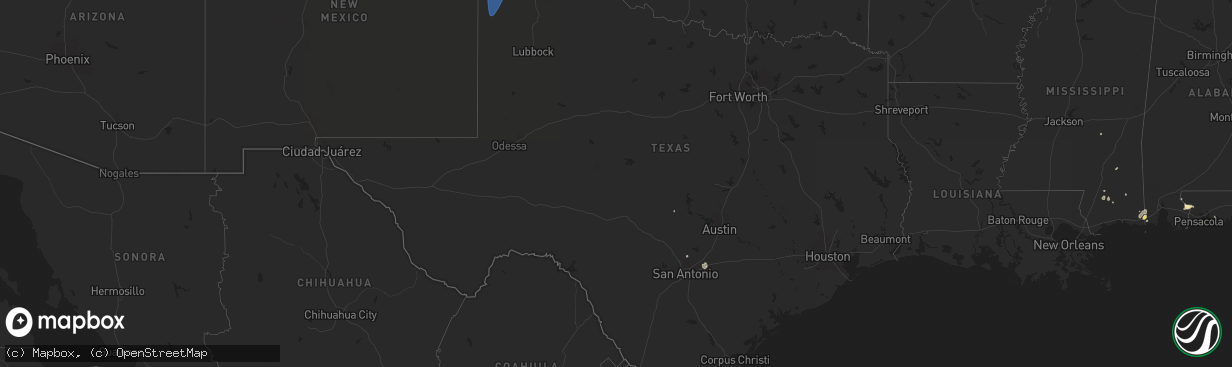 Hail map in Texas on July 5, 2025