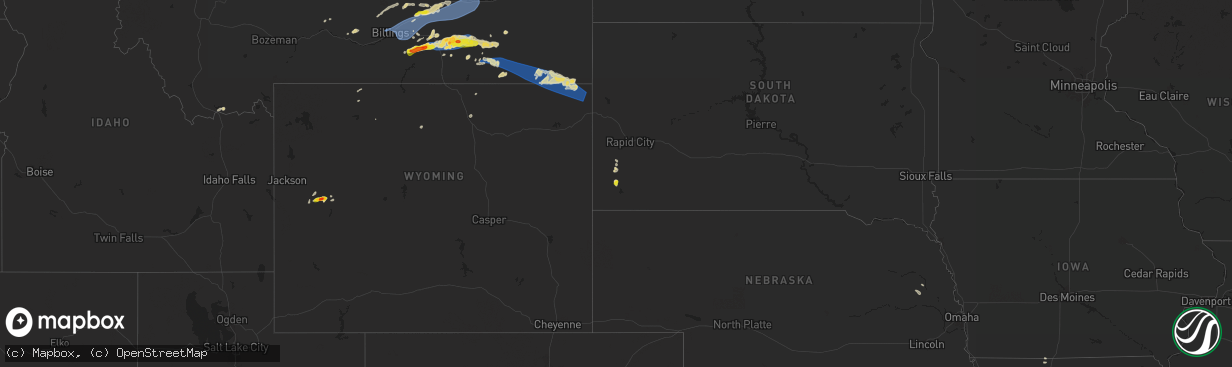 Hail map on July 5, 2025