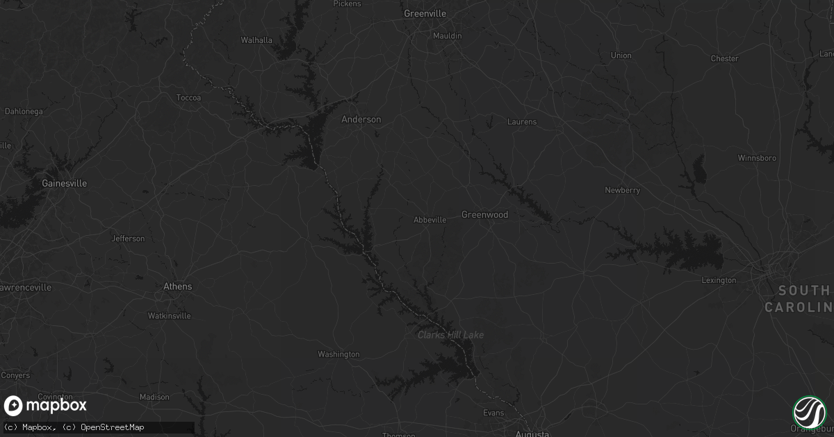 Hail map in Abbeville, SC on July 5, 2026