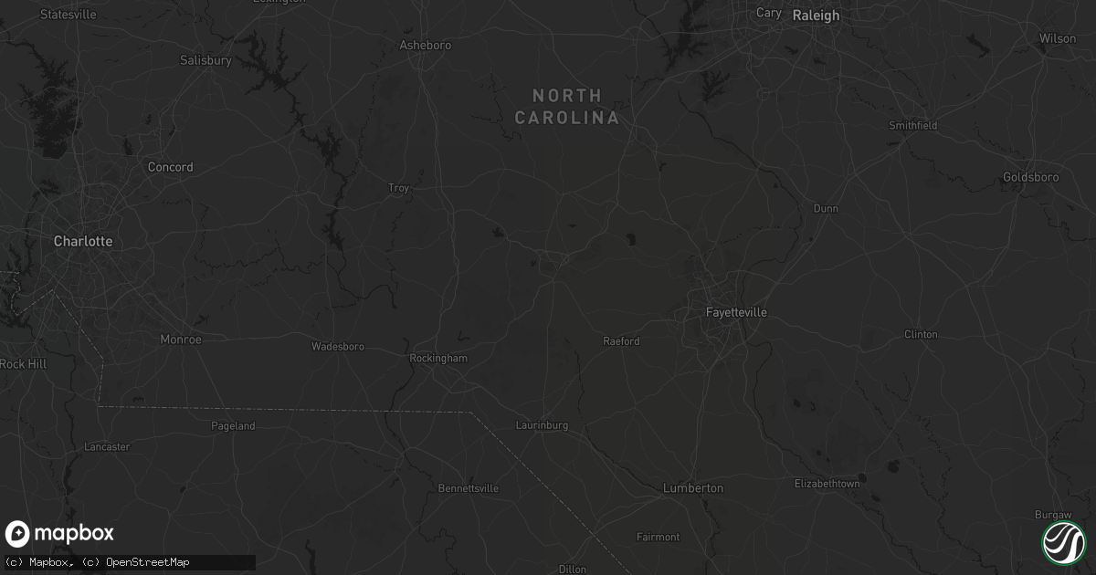 Hail map in Aberdeen, NC on July 5, 2026