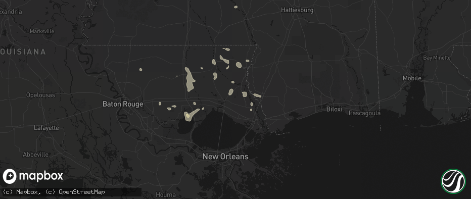 Hail map in Abita Springs, LA on July 5, 2026