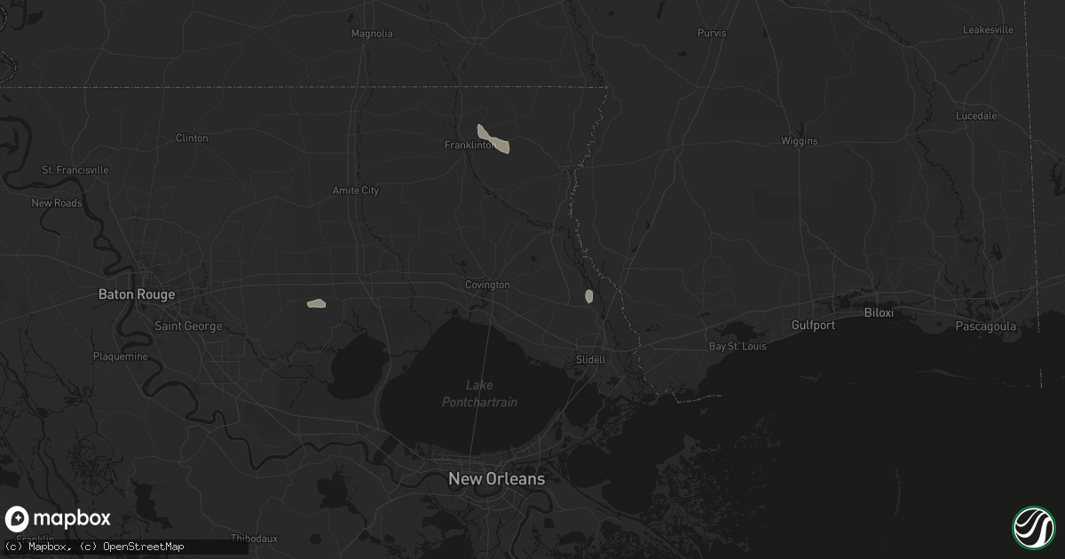 Hail map in Abita Springs, LA on July 5, 2026