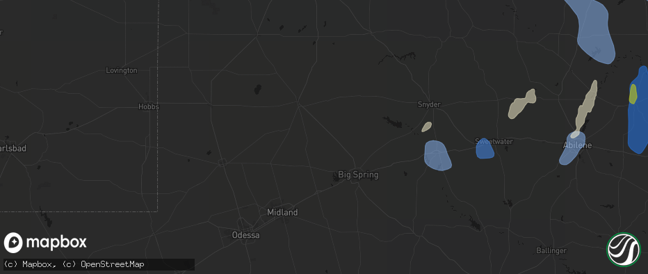 Hail map in Ackerly, TX on July 5, 2026