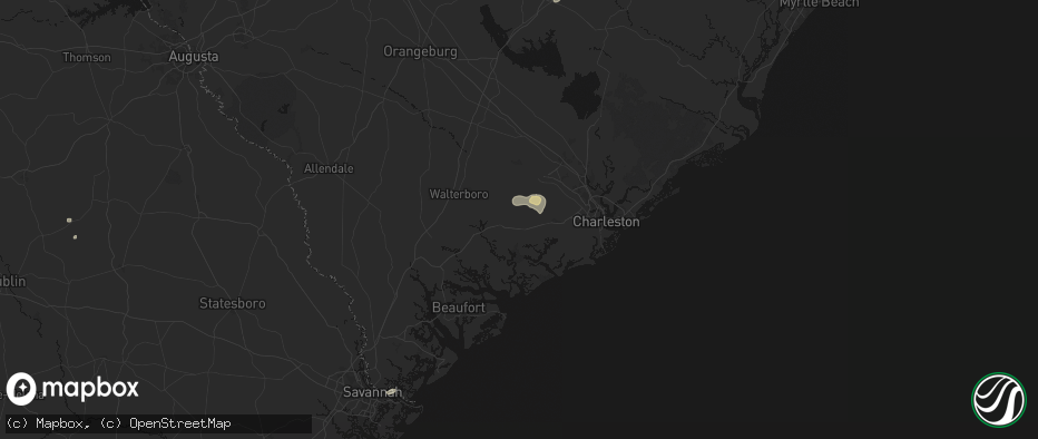 Hail map in Adams Run, SC on July 5, 2026