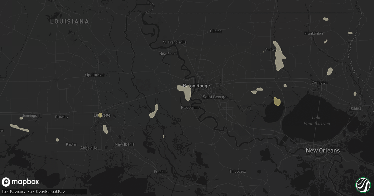 Hail map in Addis, LA on July 5, 2026