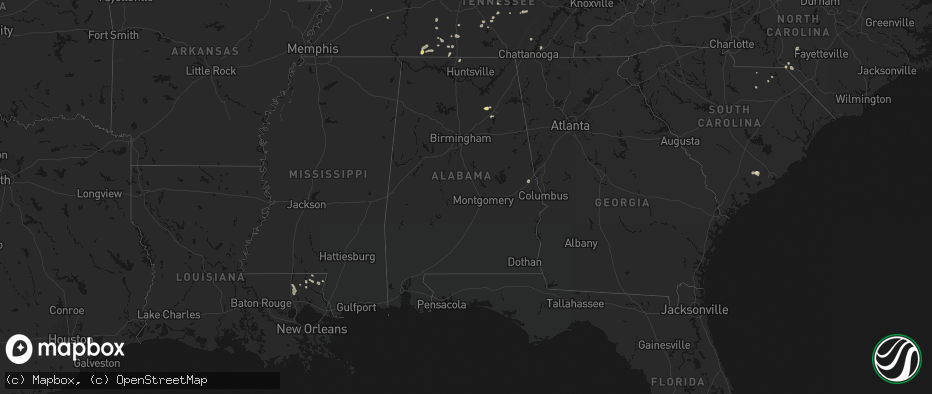 Hail map in Alabama on July 5, 2026
