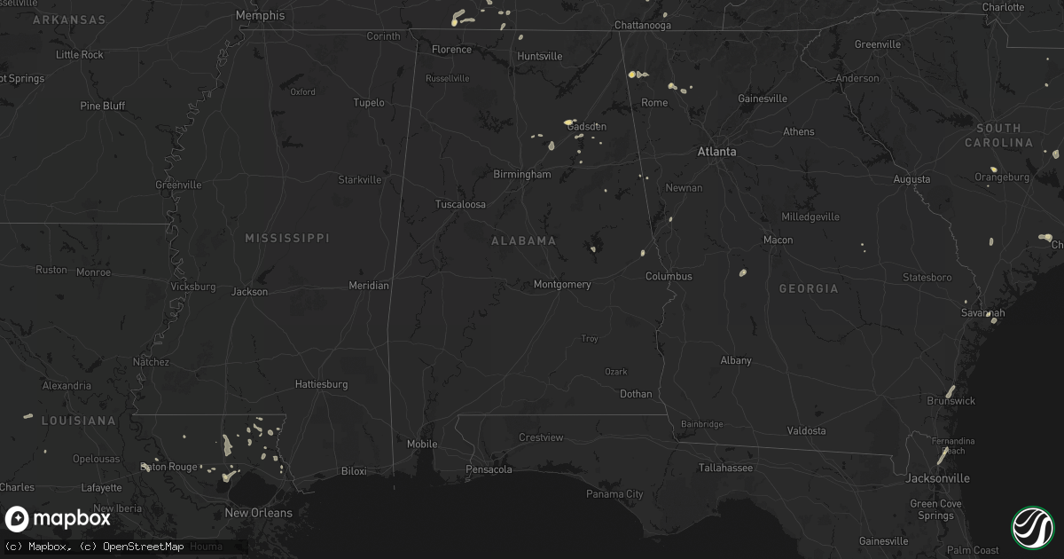 Hail map in Alabama on July 5, 2026