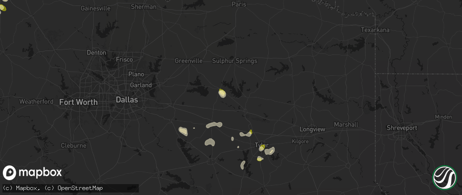 Hail map in Alba, TX on July 5, 2026