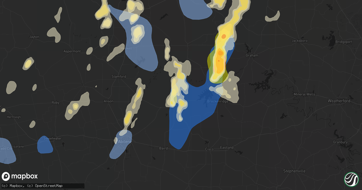 Hail map in Albany, TX on July 5, 2026