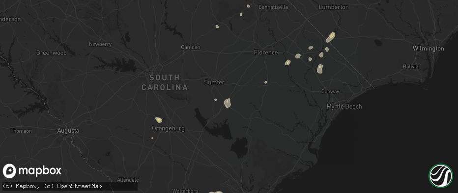 Hail map in Alcolu, SC on July 5, 2026