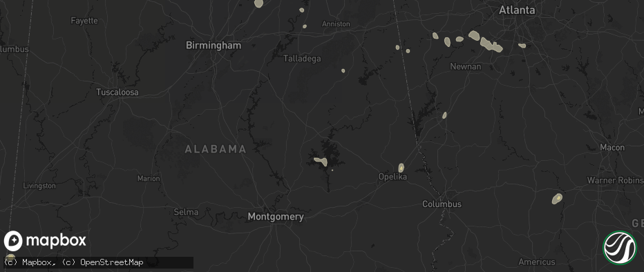 Hail map in Alexander City, AL on July 5, 2026