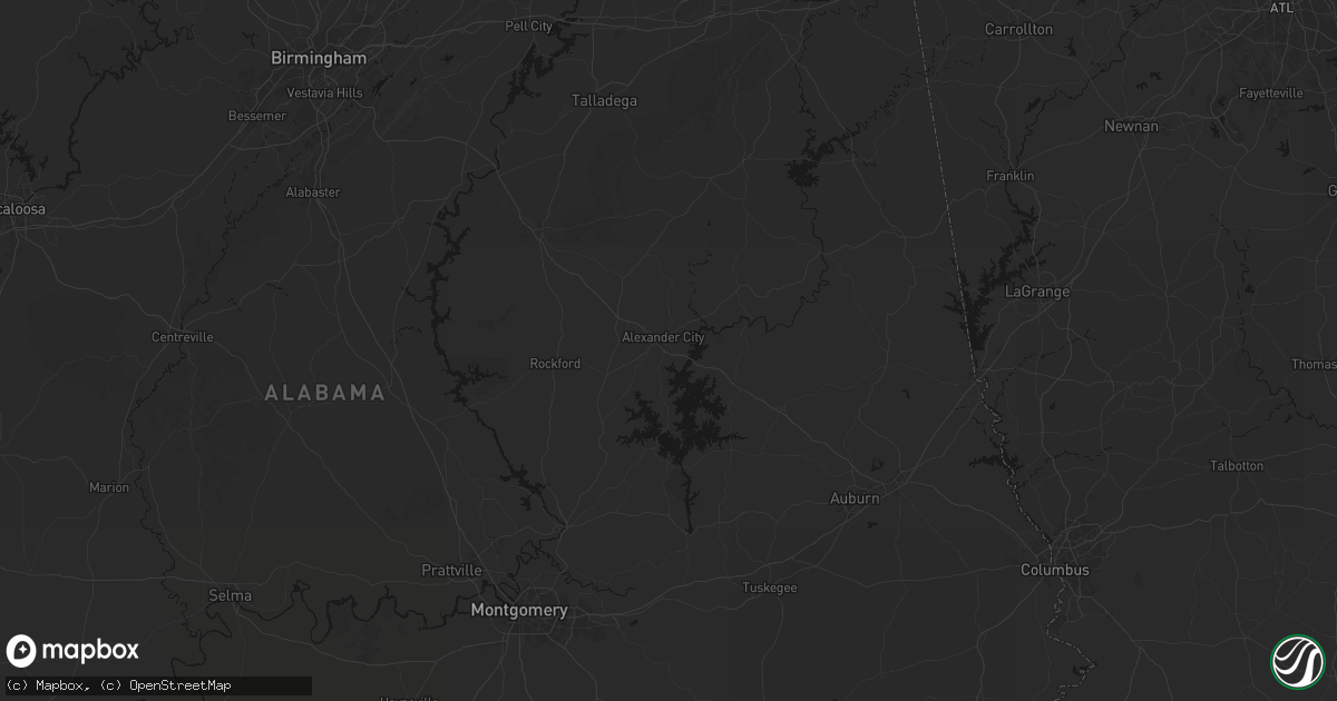 Hail map in Alexander City, AL on July 5, 2026
