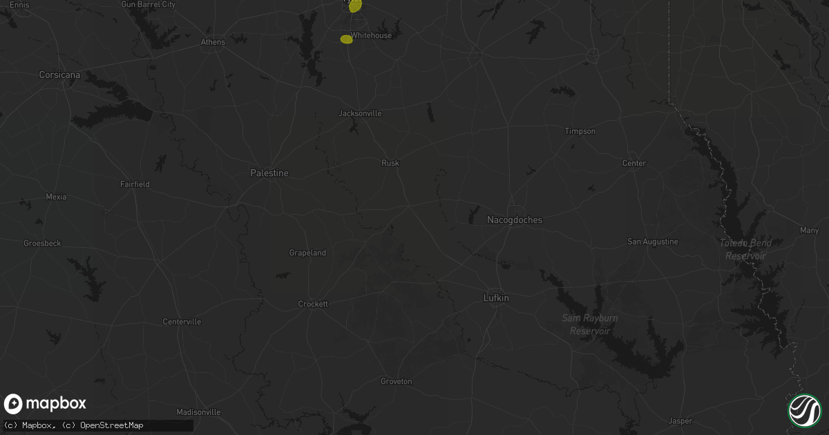 Hail map in Alto, TX on July 5, 2026