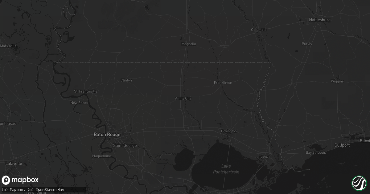 Hail map in Amite, LA on July 5, 2026