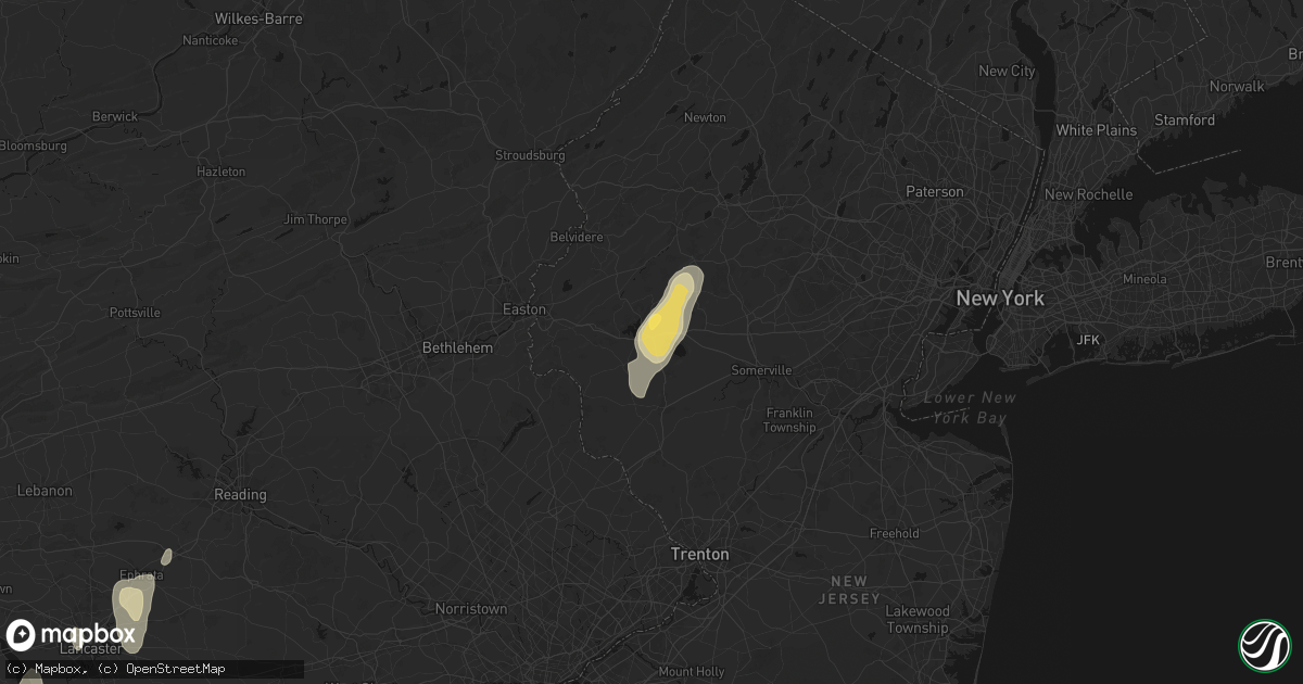 Hail map in Annandale, NJ on July 5, 2026
