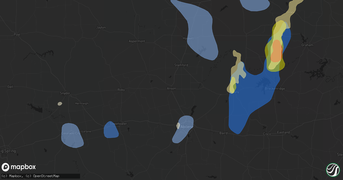 Hail map in Anson, TX on July 5, 2026