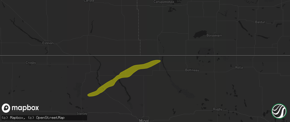 Hail map in Antler, ND on July 5, 2026