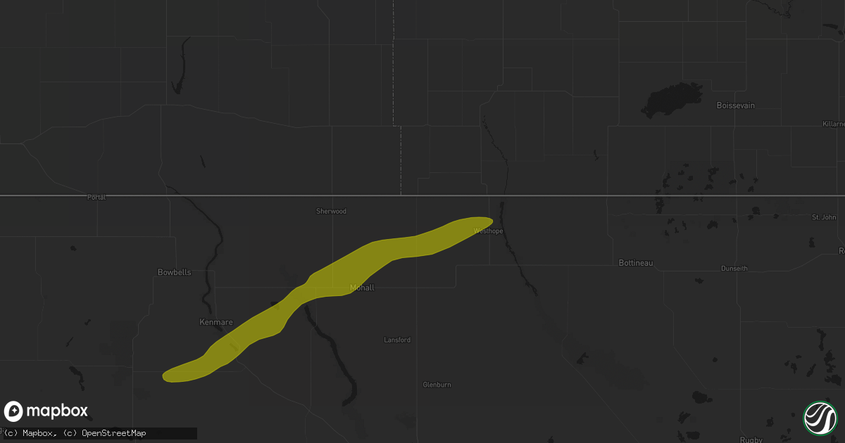 Hail map in Antler, ND on July 5, 2026
