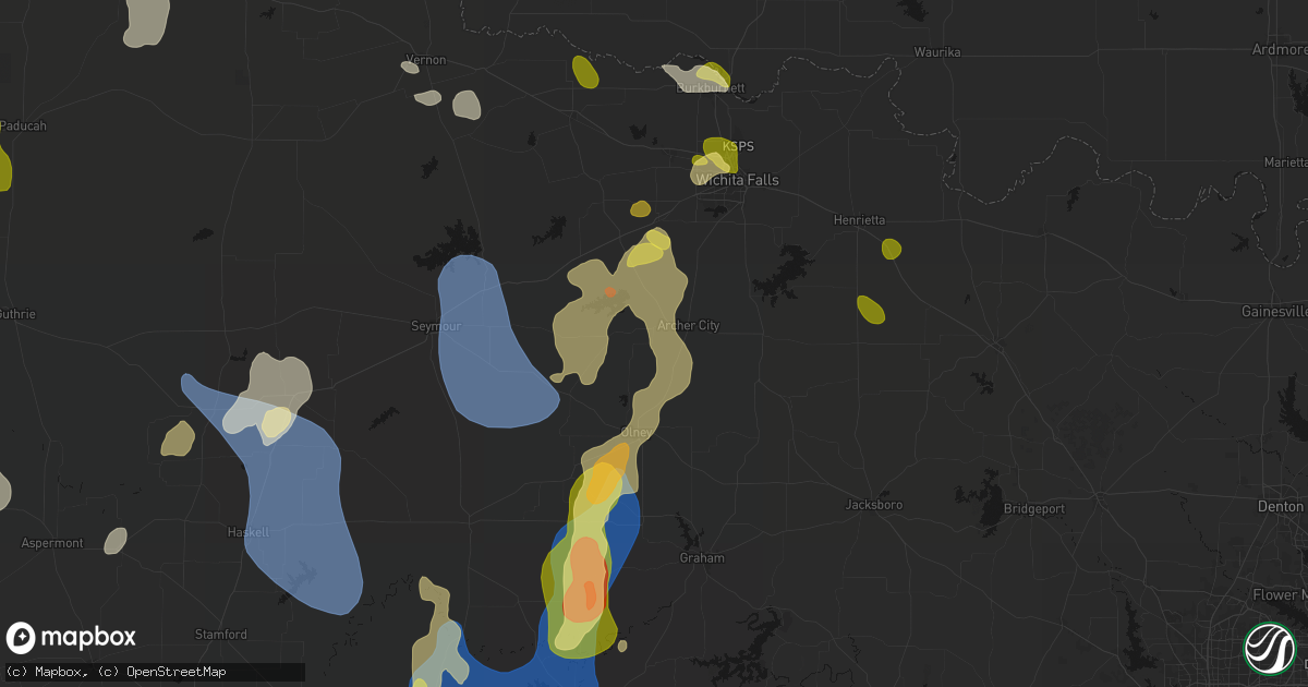 Hail map in Archer City, TX on July 5, 2026