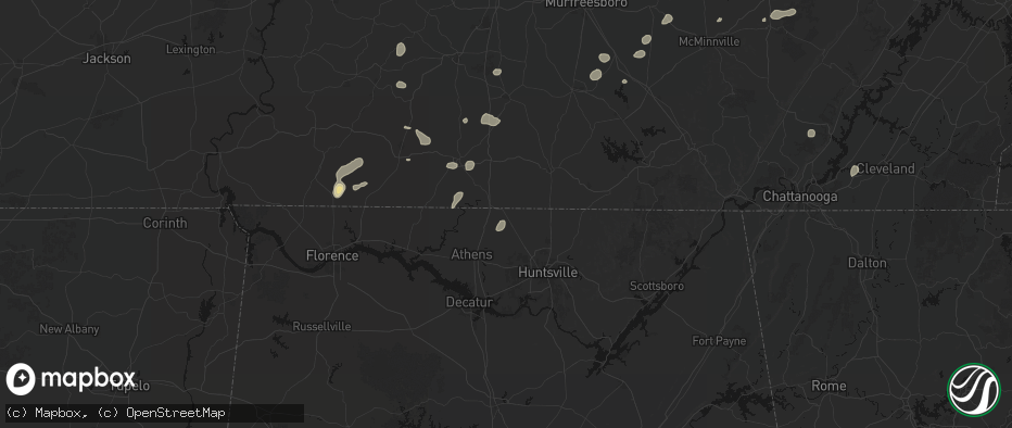 Hail map in Ardmore, AL on July 5, 2026