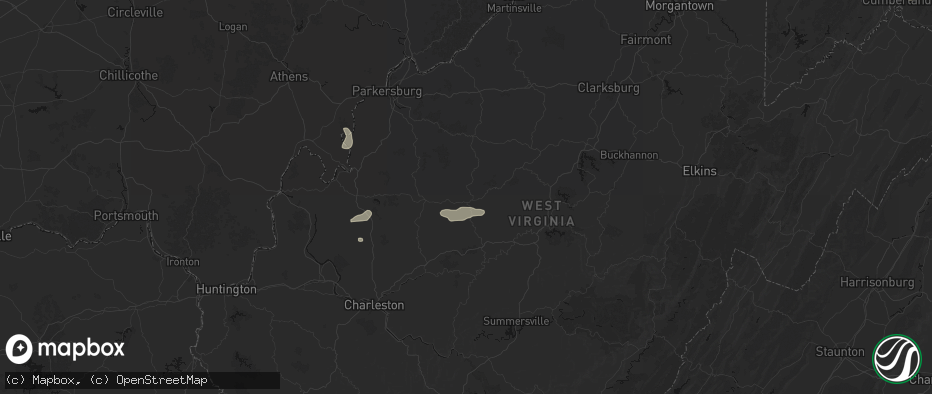 Hail map in Arnoldsburg, WV on July 5, 2026