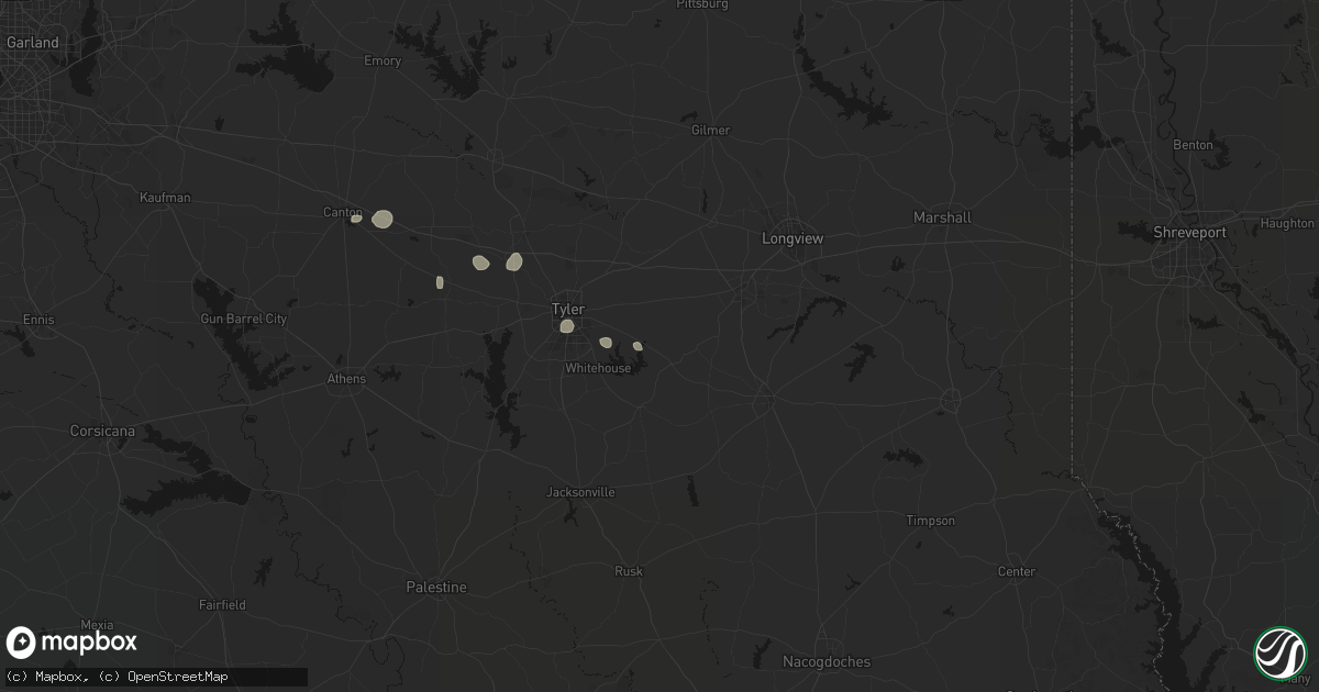 Hail map in Arp, TX on July 5, 2026