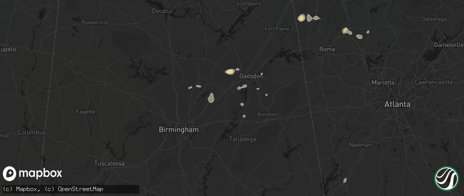 Hail map in Ashville, AL on July 5, 2026