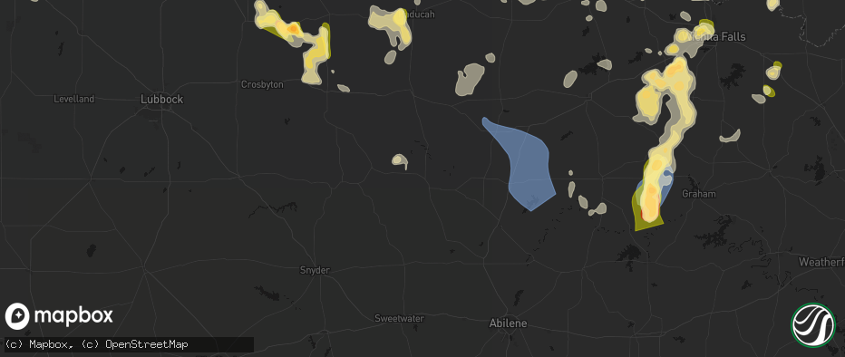 Hail map in Aspermont, TX on July 5, 2026