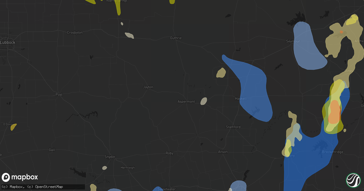 Hail map in Aspermont, TX on July 5, 2026