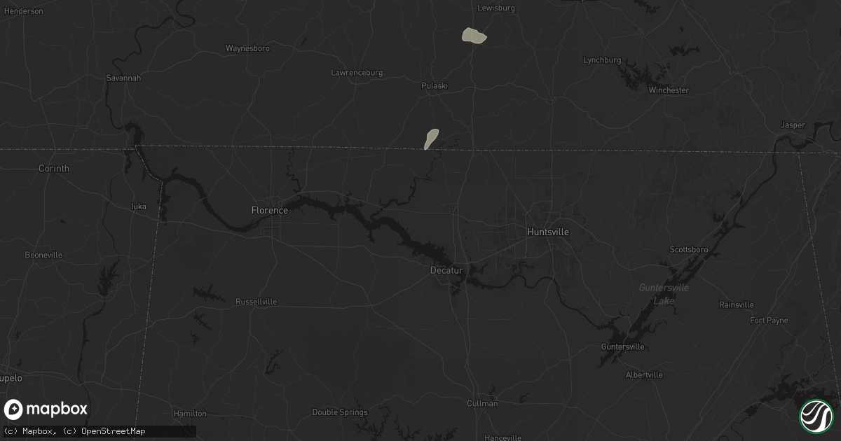 Hail map in Athens, AL on July 5, 2026